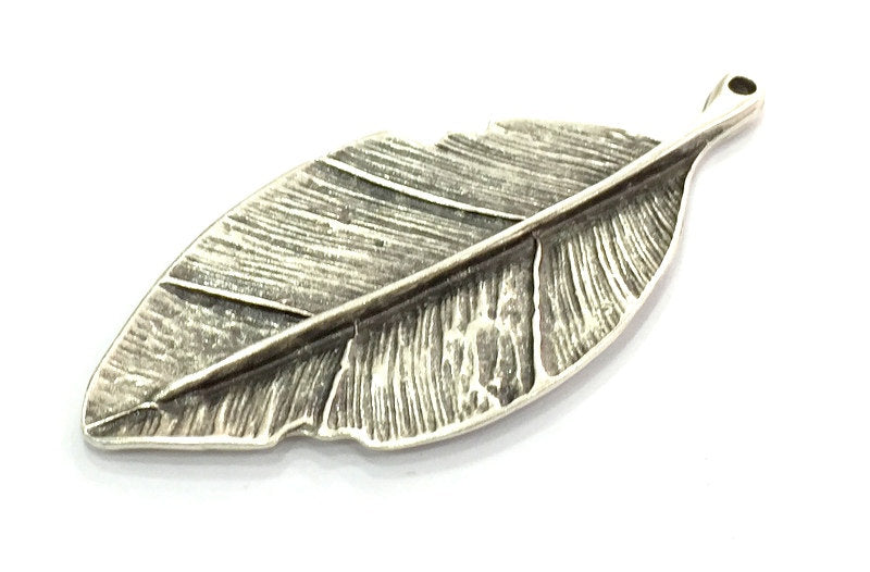 Leaf Pendant (75x34mm) Antique Silver Plated Metal  G4714