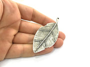 Leaf Pendant (75x34mm) Antique Silver Plated Metal  G4714