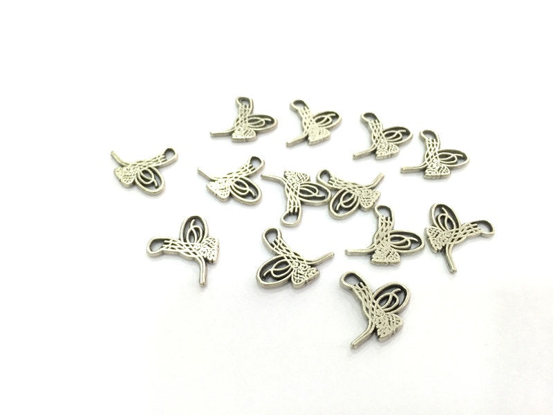 10 Antique Silver Plated Ottoman Signature Charms  10 Pcs (17x14mm)  G4672