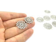 4 Pcs (25mm) Antique Silver Plated Brass Charms   G4674