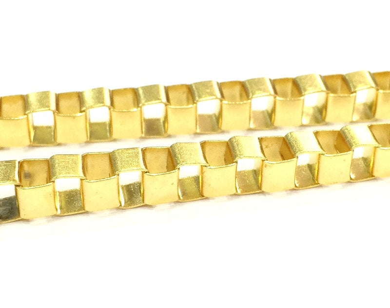 Gold Chain Gold Plated Square Chain 1 Meter - 3.3 Feet  (5 mm)    G4684