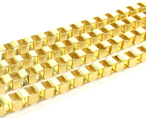 Gold Chain Gold Plated Square Chain 1 Meter - 3.3 Feet  (5 mm)    G4684