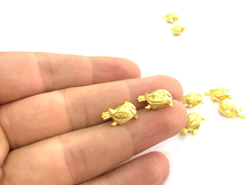 4 Gold Plated Metal Bird Beads 4 Pcs (14x8 mm)    G4696