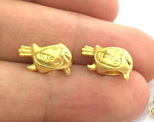 4 Gold Plated Metal Bird Beads 4 Pcs (14x8 mm)    G4696