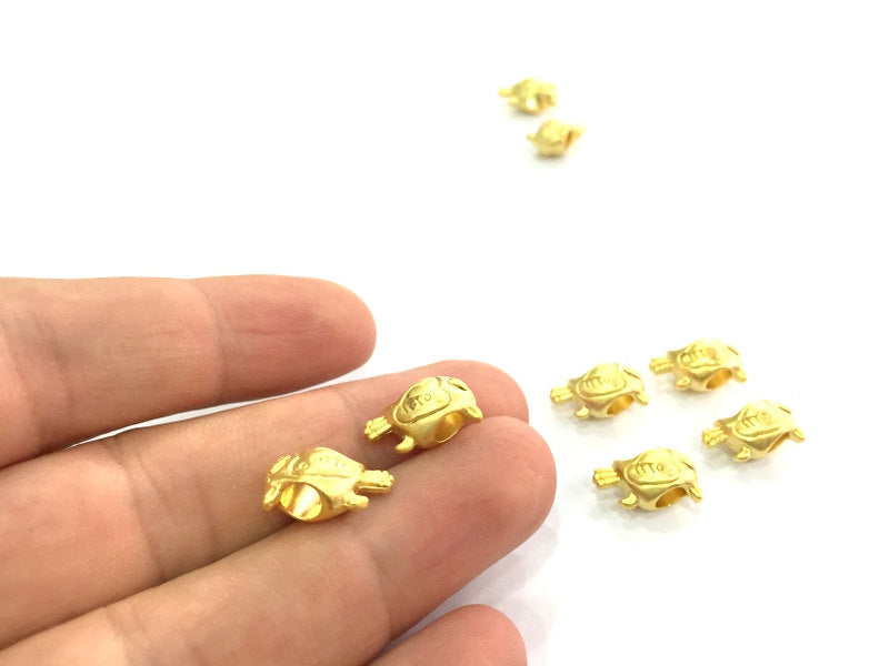 4 Gold Plated Metal Bird Beads 4 Pcs (14x8 mm)    G4696