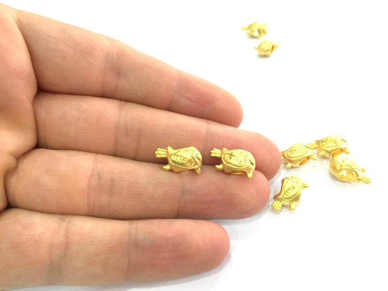 4 Gold Plated Metal Bird Beads 4 Pcs (14x8 mm)    G4696