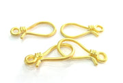 Gold Hook Clasp Findings 4 Pcs (2 sets) (24x12mm) , Gold Plated Brass  G4704