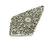 2 Patterned  Antique  Pendant (56X32mm) Antique Silver Plated Metal  G4710