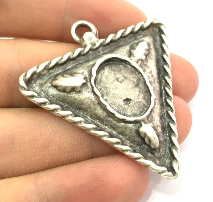 Antique  Triangle  Pendant (52x46mm) Antique Silver Plated Metal  G4712