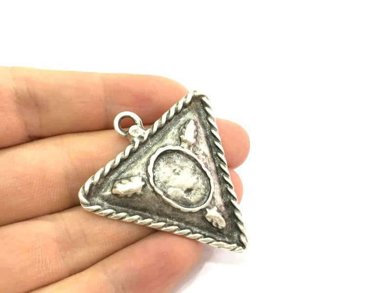 Antique  Triangle  Pendant (52x46mm) Antique Silver Plated Metal  G4712