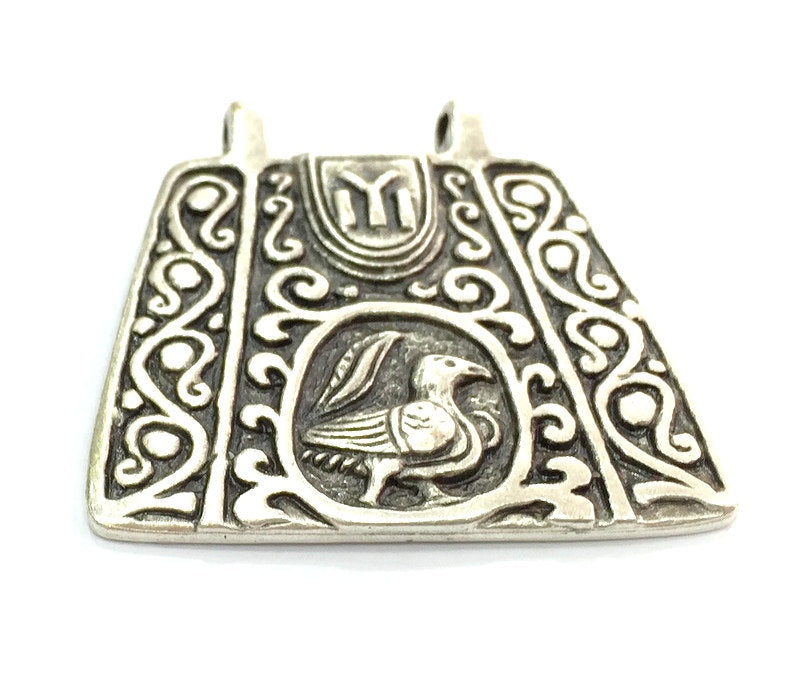 Patterned  Antique  Pendant (42x40mm) Antique Silver Plated Metal  G4715