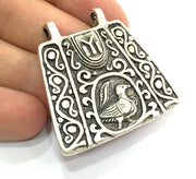 Patterned  Antique  Pendant (42x40mm) Antique Silver Plated Metal  G4715