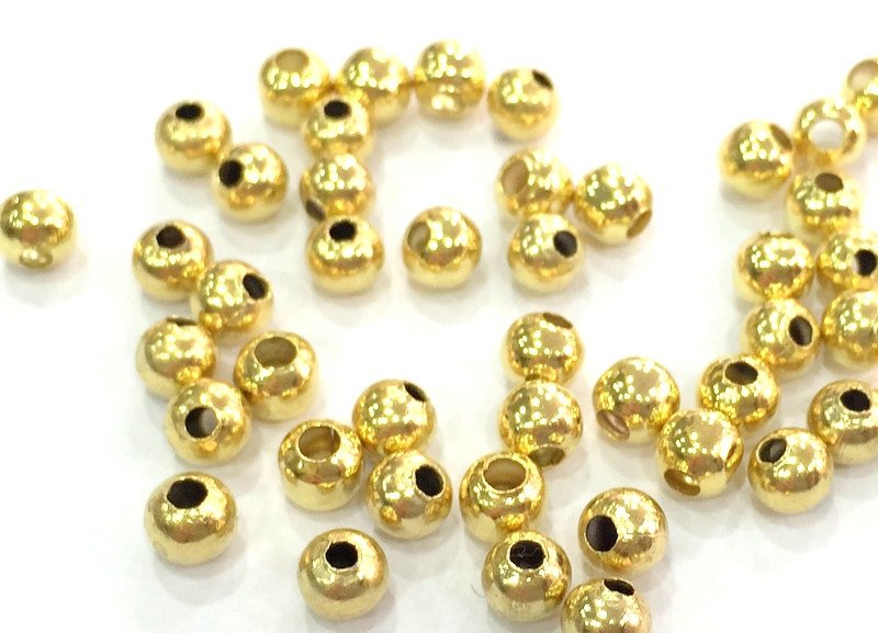 20 Gold Plated Brass Ball Beads 20 Pcs (5 mm)  G4724
