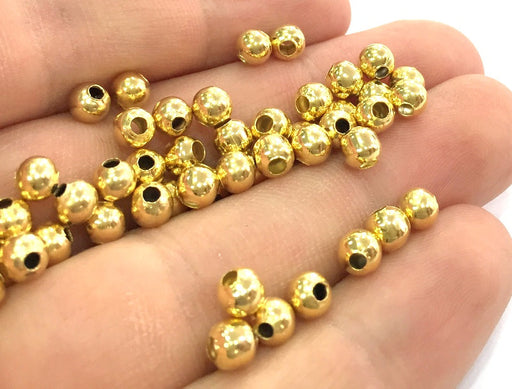 20 Gold Plated Brass Ball Beads 20 Pcs (5 mm)  G4724