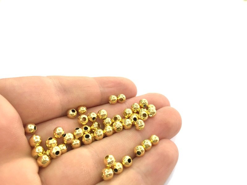 20 Gold Plated Brass Ball Beads 20 Pcs (5 mm)  G4724
