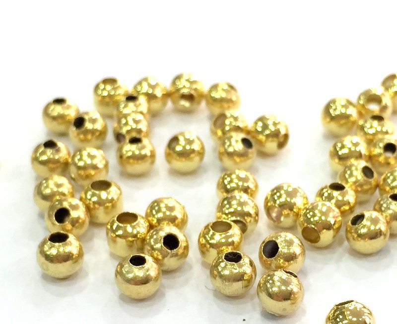 20 Gold Plated Brass Ball Beads 20 Pcs (5 mm)  G4724