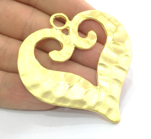 Gold Pendant Large Heart  Pendant (62x58mm) Gold Plated Metal  G4729