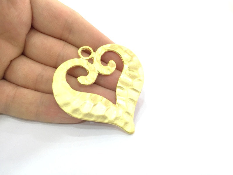 Gold Pendant Large Heart  Pendant (62x58mm) Gold Plated Metal  G4729