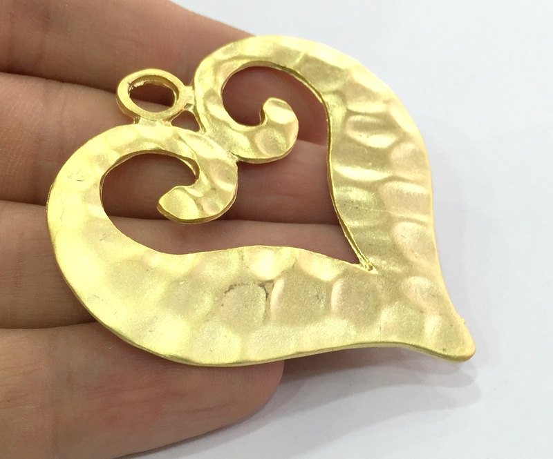 Gold Pendant Large Heart  Pendant (62x58mm) Gold Plated Metal  G4729