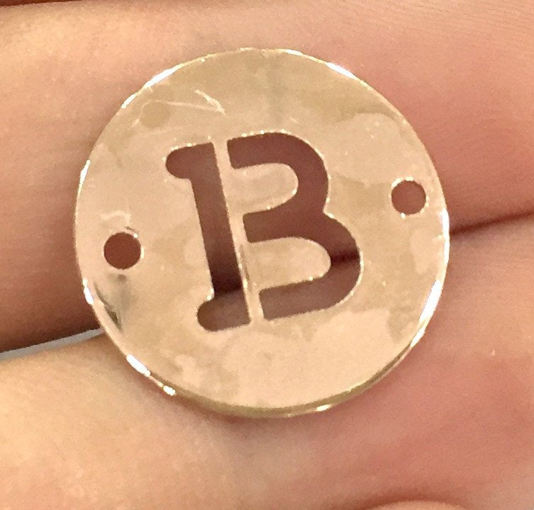 Rose Gold Plated Brass B Charm  (20mm) G4773