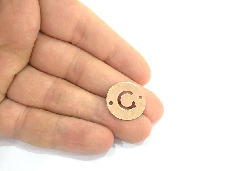 Rose Gold Plated Brass C Charm  (20mm) G4780