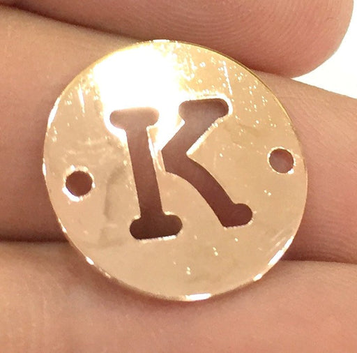 Letter K Charm Rose Gold Plated Brass  (20mm) G4783