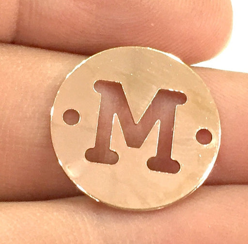 Rose Gold Plated Brass M Charm  (20mm) G4785