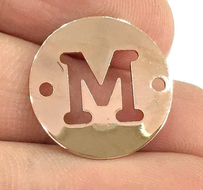 Rose Gold Plated Brass M Charm  (20mm) G4785