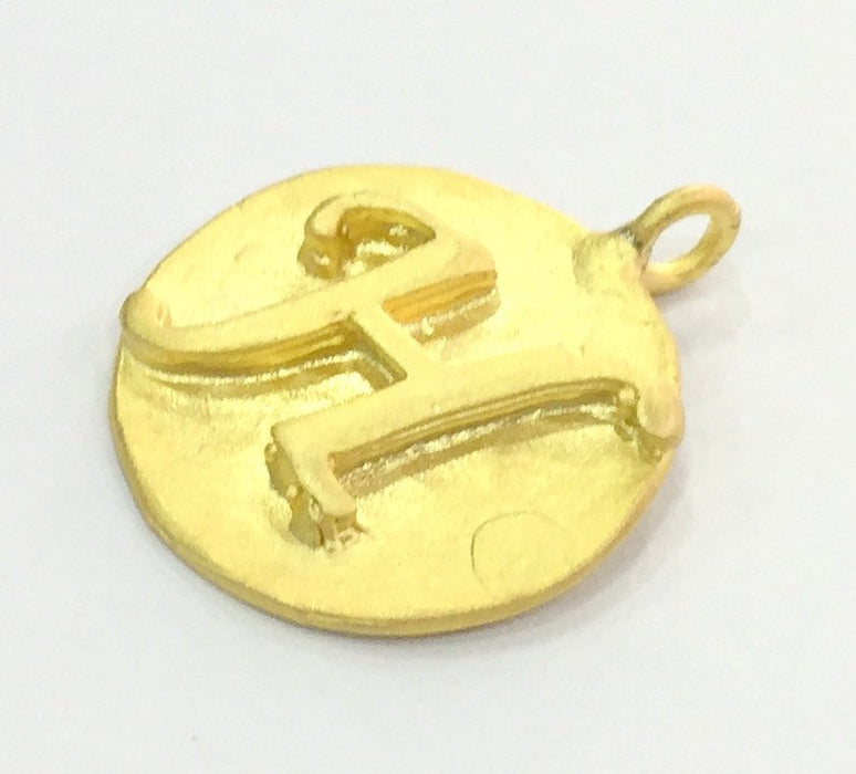 20mm  H Charm , Gold Plated Brass G4818