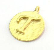 20mm  T Charm , Gold Plated Brass G4820
