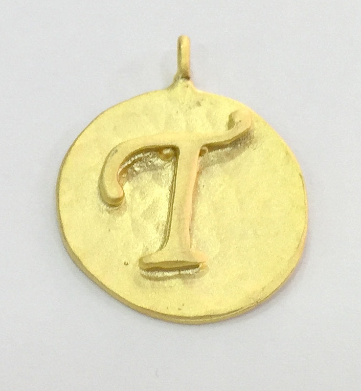 20mm  T Charm , Gold Plated Brass G4820
