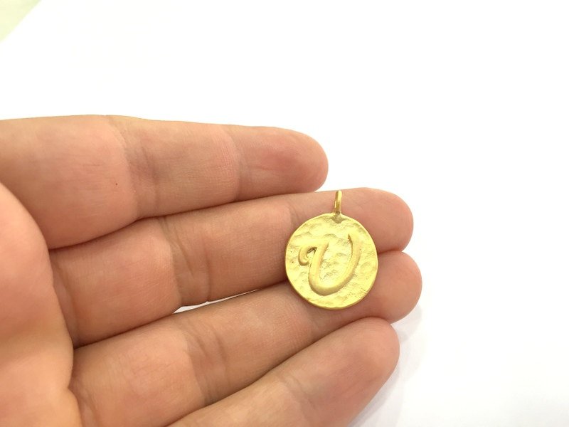 20mm  U Charm , Gold Plated Brass G4821