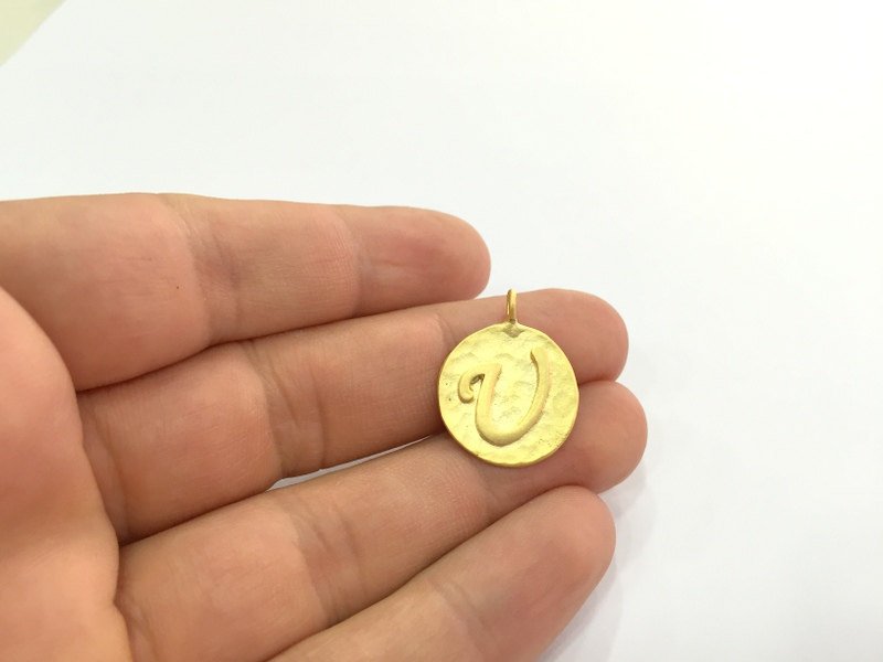 20mm  U Charm , Gold Plated Brass G4821