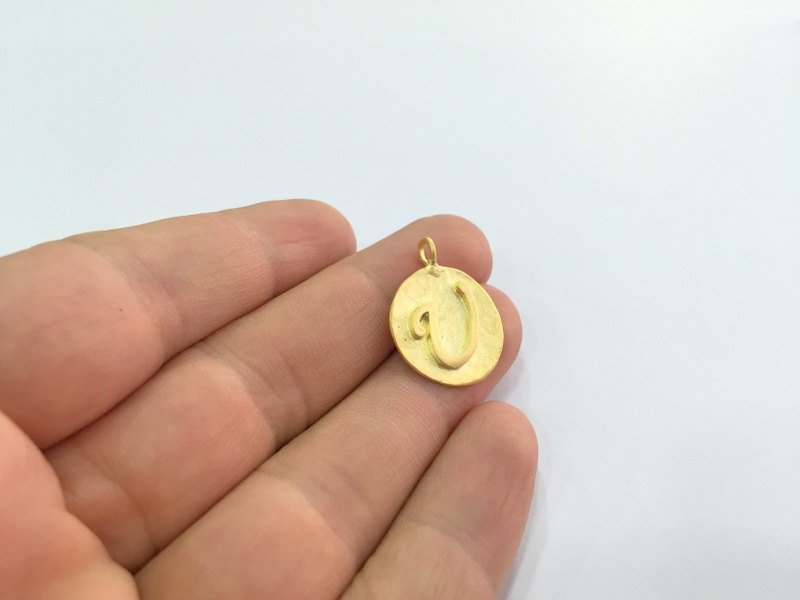 20mm  U Charm , Gold Plated Brass G4821