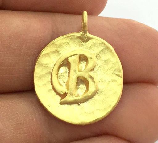 20mm  B Charm , Gold Plated Brass G4823