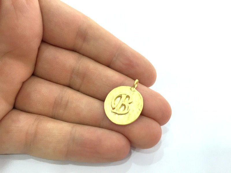 20mm  B Charm , Gold Plated Brass G4823