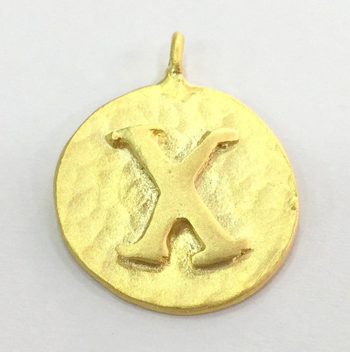 Gold Charms X Charm , Gold Plated Brass 20mm  G4824