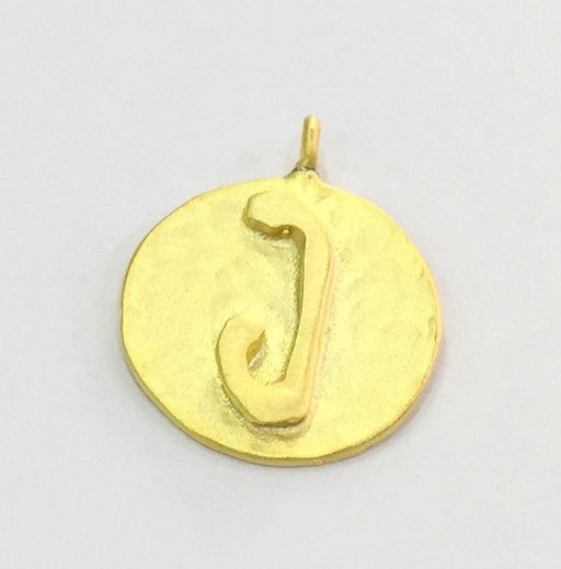 20mm  J Charm , Gold Plated Brass G4825