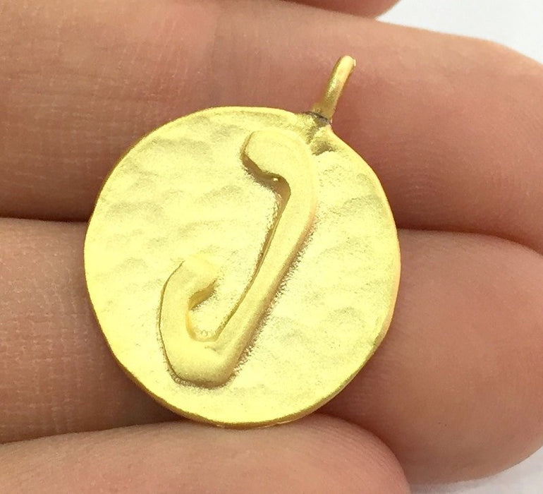 20mm  J Charm , Gold Plated Brass G4825