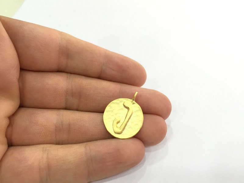 20mm  J Charm , Gold Plated Brass G4825