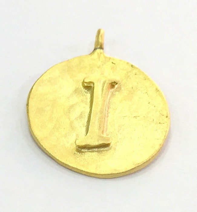 20mm I Charm , Gold Plated Brass G4835