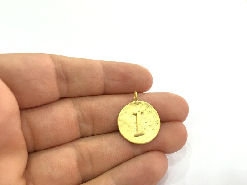 20mm I Charm , Gold Plated Brass G4835