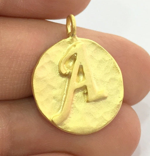 20mm A Charm , Gold Plated Brass G4840