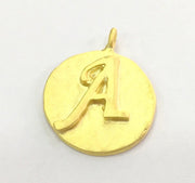 20mm A Charm , Gold Plated Brass G4840