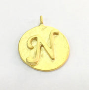20mm N Charm , Gold Plated Brass G4841