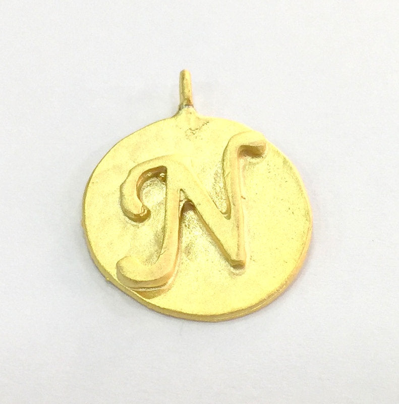 20mm N Charm , Gold Plated Brass G4841