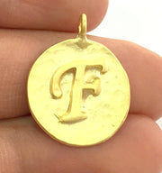 20mm F Charm , Gold Plated Brass G4842