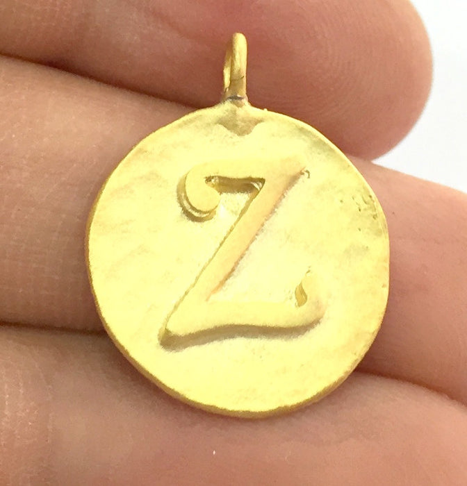 Gold Charms Z Charm , Gold Plated Brass 20mm G4844