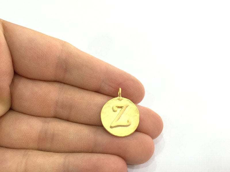 Gold Charms Z Charm , Gold Plated Brass 20mm G4844