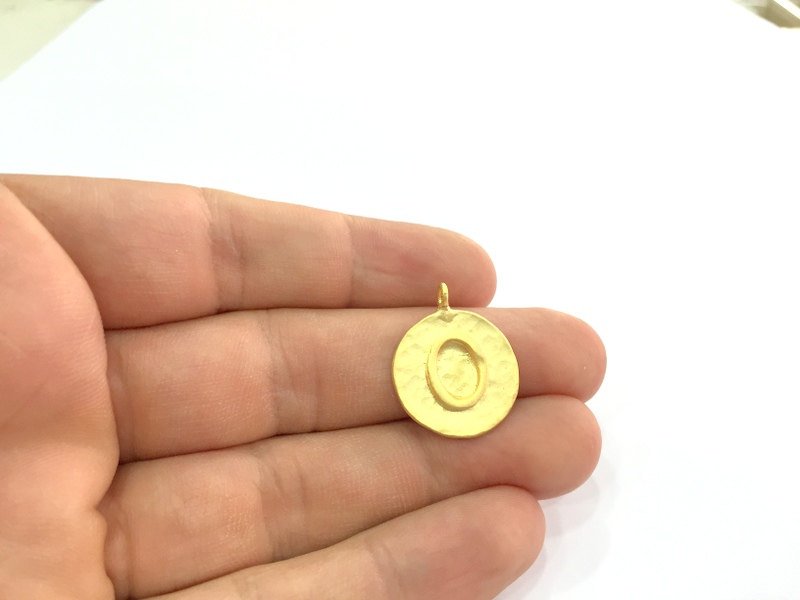 20mm O Charm , 22K Gold Plated Brass G4845